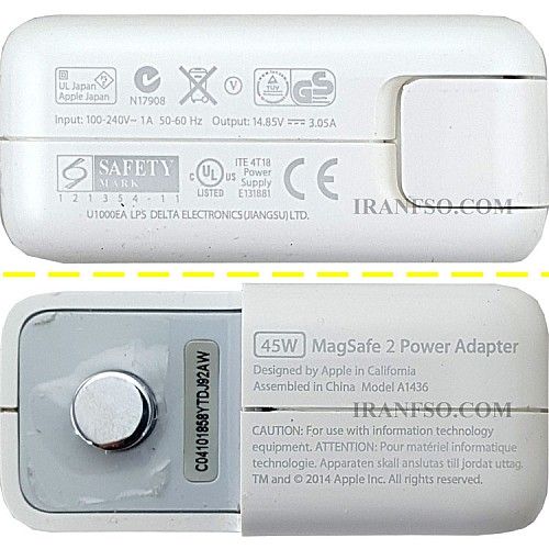 آداپتور لپ تاپ اپل Magsafe2 45W Gimo Plus بدون پک به همراه کابل