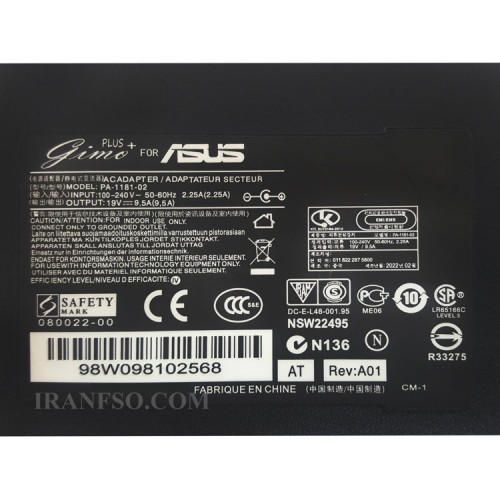 آداپتور لپ تاپ ایسوس 19V 9.5A سرنرمال-اورجینال کابل سه تایی