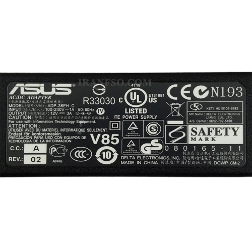 آداپتور لپ تاپ ایسوس 12V 3A اورجینال