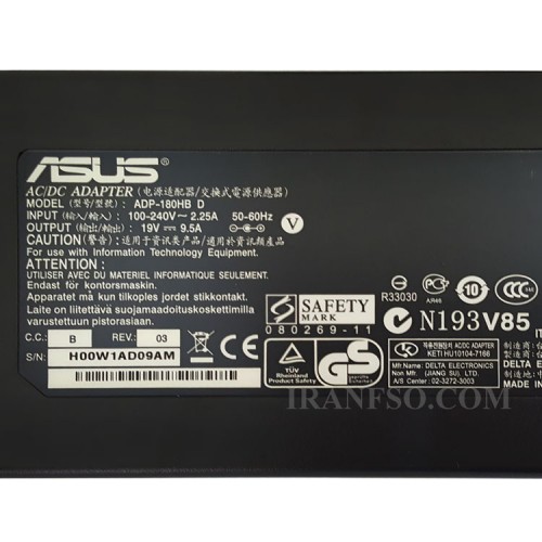 آداپتور لپ تاپ ایسوس 19V 9.5A سرنرمال-اورجینال کابل PC