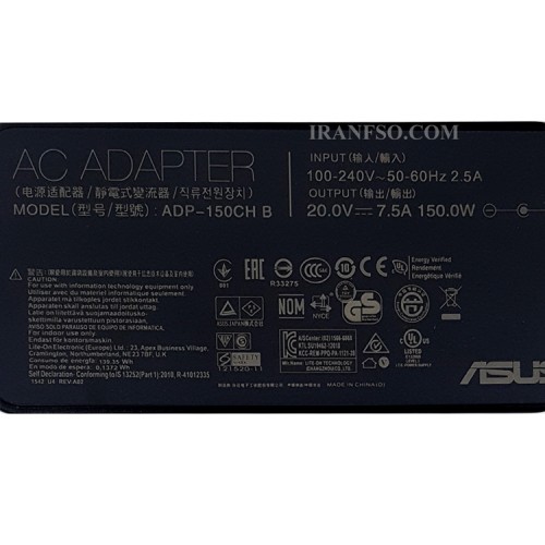 آداپتور لپ تاپ ایسوس 20V 7.5A سوزن دار-اورجینال 6*3.7mm