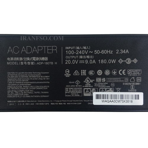 آداپتور لپ تاپ ایسوس 20V 9A Gimo Plus سوزن دار 6*3.7mm