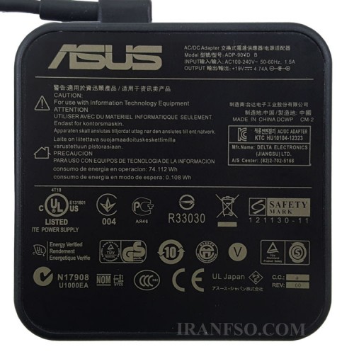 شارژر لپ تاپ ایسوس 19V 4.7A Gimo Plus مربعی زنبوکی سوزن دار