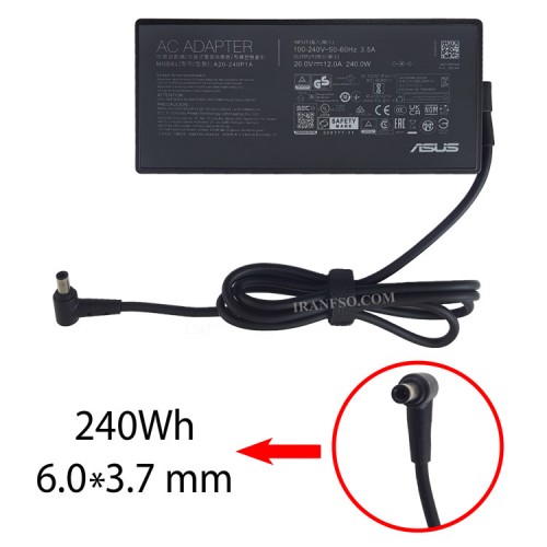آداپتور لپ تاپ ایسوس 20V 12A Gimo Plus سوزن دار-کابل PC