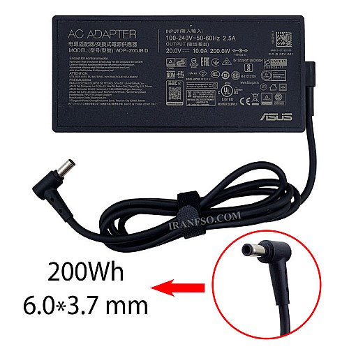 آداپتور لپ تاپ ایسوس 20V 10A سوزندار 3.7mmx6.0mm