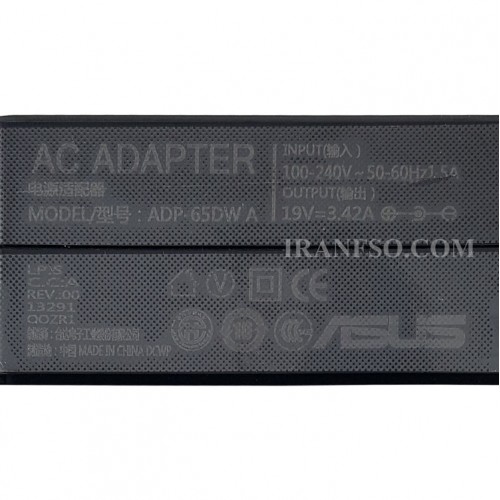 آداپتور لپ تاپ ایسوس 19V 3.42A مربعی زنبوکی سرفیش بزرگ 4*1.35mm به همراه تبدیل