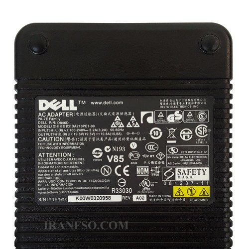 آداپتور لپ تاپ دل 19.5V 10.8A اورجینال کابل PC