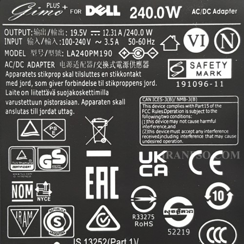 آداپتور لپ تاپ دل 19.5V 12.3A Gimo Plus سردلی