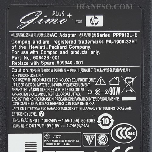 آداپتور لپ تاپ اچ پی 19V 4.7A Gimo Plus سرریز