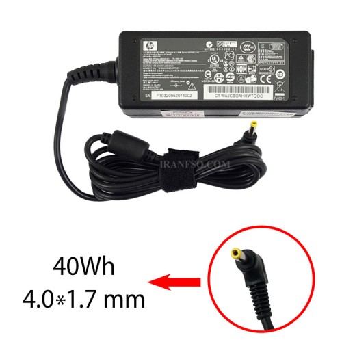 آداپتور لپ تاپ اچ پی 19.5V 2.05A سر زنبوکی-اورجینال کابل دوتایی