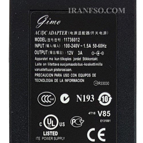 آداپتور ال سی دی 12V 3A کابل سه تایی