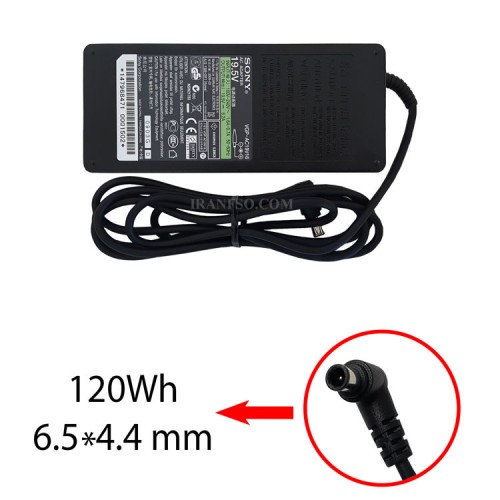 آداپتور لپ تاپ سونی 19.5V 6.2A اورجینال-کابل سه تایی