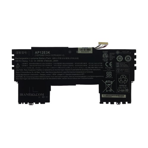 باتری لپ تاپ ایسر Aspire S7-191_AP12E3K مشکی-داخلی