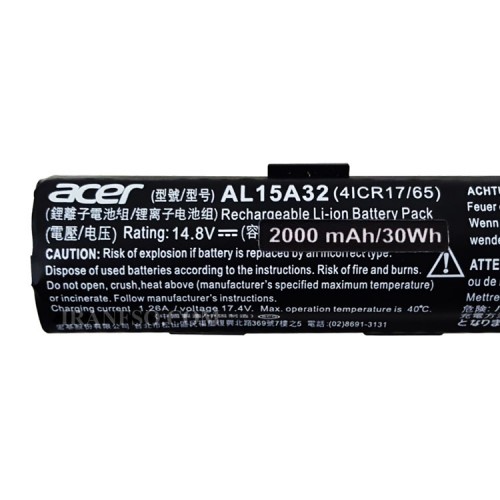 باتری لپ تاپ ایسر Aspire E5-575_4Cell_AL15A32 مشکی داخلی-30 وات ساعت