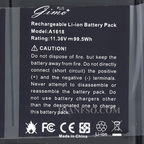 باتری لپ تاپ اپل MacBook A1618 Pro A1398 Retina 2015_Gimo Plus
