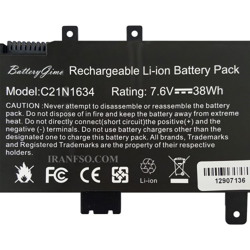 باتری لپ تاپ ایسوس VivoBook R542-X542_C21N1634 مشکی داخلی-38 وات ساعت