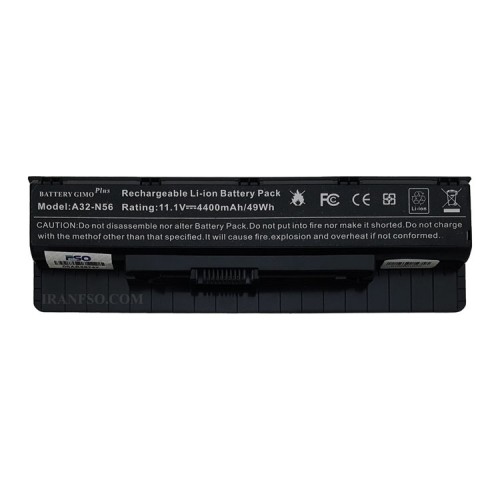 باتری لپ تاپ ایسوس N46-N56-6Cell Gimo Plus مشکی-49 وات ساعت