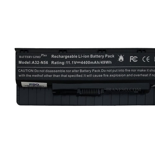 باتری لپ تاپ ایسوس N46-N56-6Cell Gimo Plus مشکی-49 وات ساعت