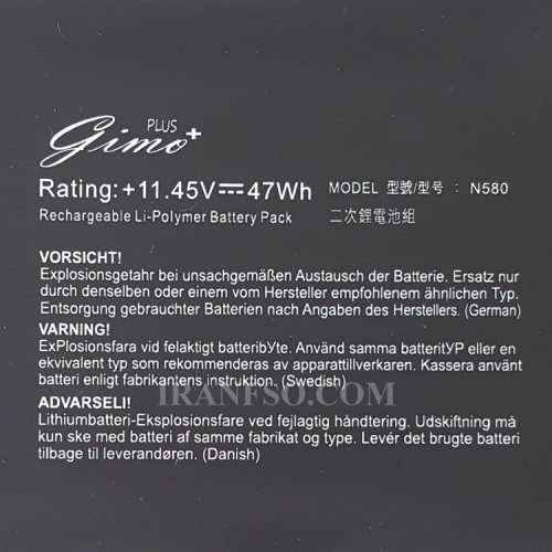 باتری لپ تاپ ایسوس VivoBook Pro N580_Gimo Plus مشکی داخلی-47 وات ساعت