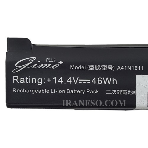 باتری لپ تاپ ایسوس FX553_Rog Strix GL553_A41N1611 Gimo Plus مشکی-داخلی-46 وات ساعت