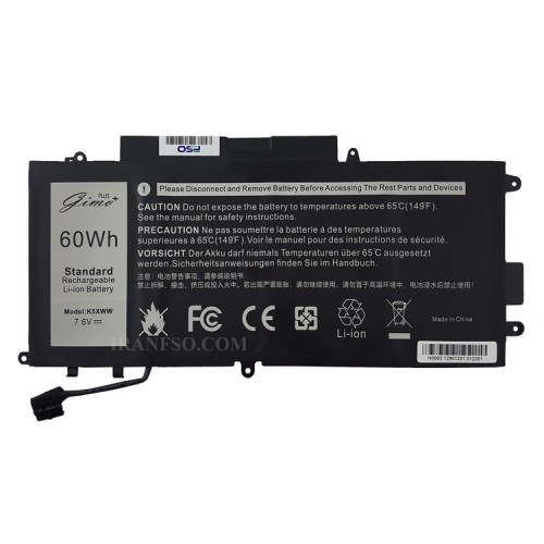 باتری لپ تاپ دل Latitude 5289-7389-7390_K5XWW Gimo Plus مشکی داخلی-60 وات ساعت