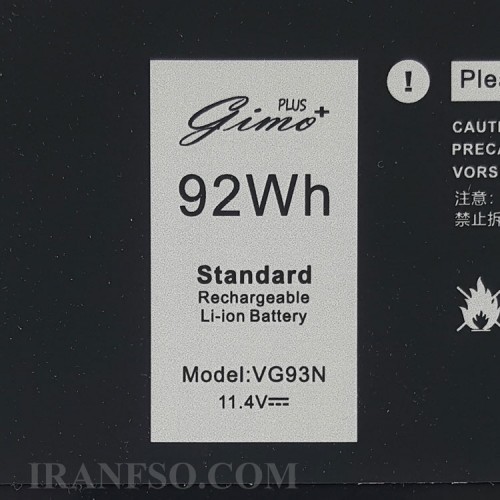 باتری لپ تاپ دل Precision 15 3520_VG93N_Gimo Plus مشکی داخلی-92 وات ساعت
