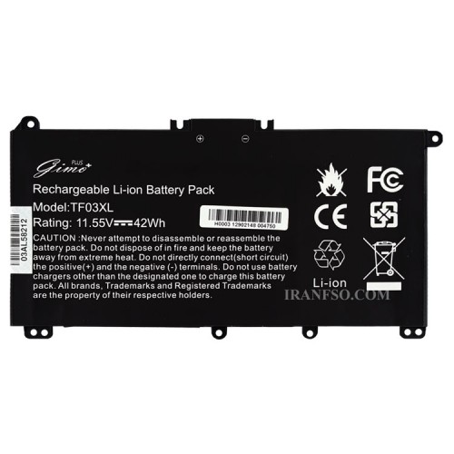 باتری لپ تاپ اچ پی Pavilion 14-CD_15-CD_HT03XL-TF03XL Gimo Plus مشکی-داخلی
