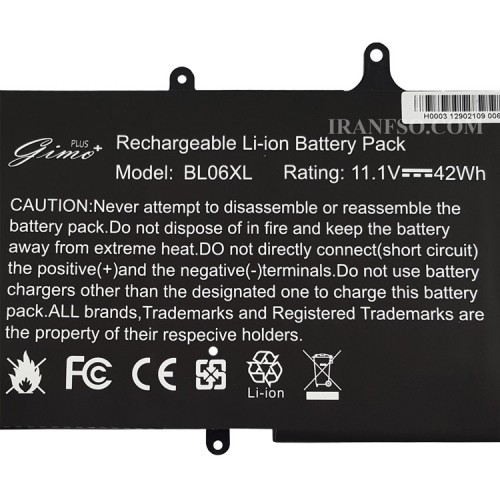 باتری لپ تاپ اچ پی EliteBook Folio 1040_BL06XL_Gimo Plus مشکی داخلی-42 وات ساعت
