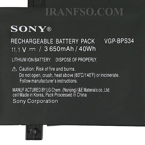 باتری لپ تاپ سونی BPS34-6Cell مشکی-داخلی اورجینال