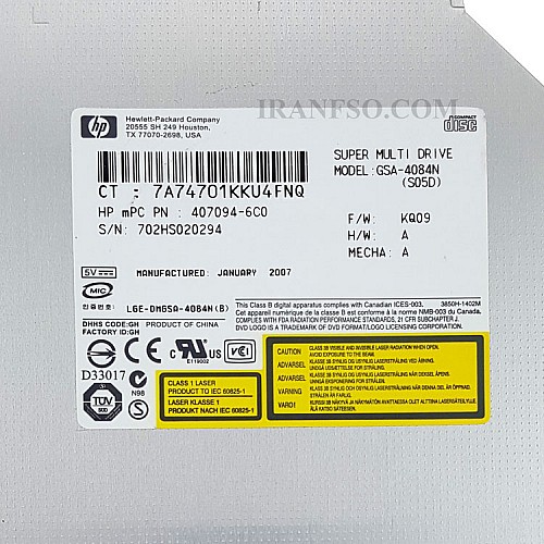 درایو لپ تاپ دی وی دی رایتر اچ پی IDE Slim 12.7mm ریفر-سه ماه گارانتی
