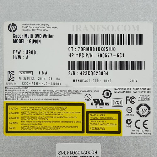 درایو لپ تاپ دی وی دی رایتر اچ پی Sata SuperSlim 9.5mm یک سال گارانتی