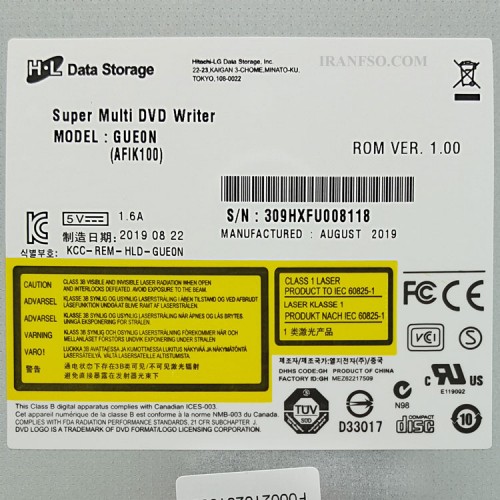 درایو لپ تاپ دی وی دی رایتر H.L Sata Superslim 9.5mm یک سال گارانتی