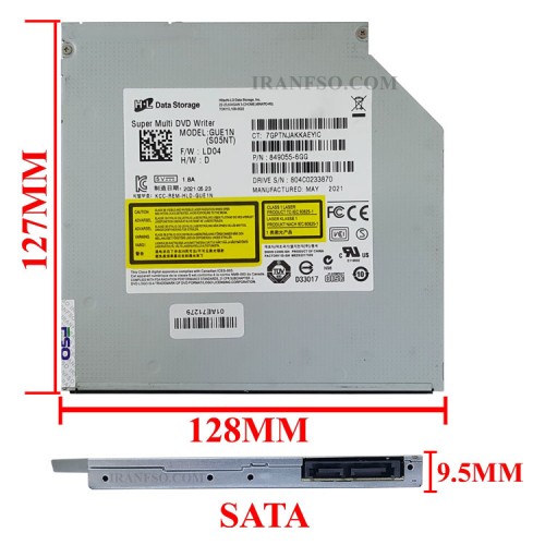 درایو لپ تاپ دی وی دی رایتر H.L Sata SuperSlim 9.5mm ریفر-شش ماه گارانتی