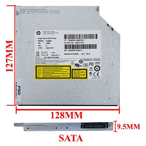 درایو لپ تاپ دی وی دی رایتر Sata Superslim 9.5mm دست دوم