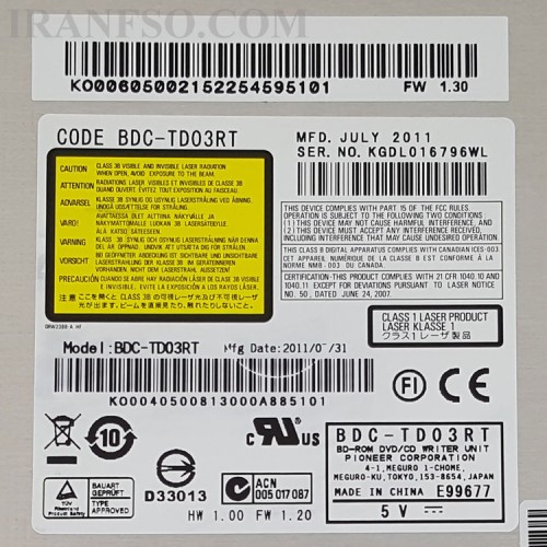 درایو لپ تاپ بلوری رام پایونیر Sata Slim 12.7mm