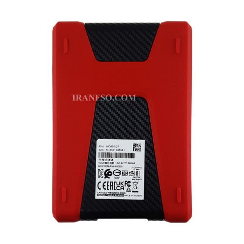 هارد HDD لپ تاپ 2 ترابایت Adata HD650 Durable External قرمز-گارانتی آونگ