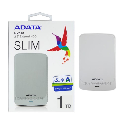 هارد HDD لپ تاپ 1 ترابایت Adata HV320 Slim External سفید-گارانتی آونگ