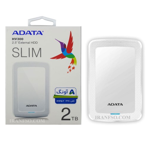 هارد HDD لپ تاپ 2 ترابایت Adata HV300 Slim External سفید-گارانتی آونگ