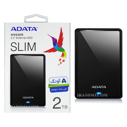 هارد HDD لپ تاپ 2 ترابایت Adata HV620S Slim External مشکی-گارانتی آونگ