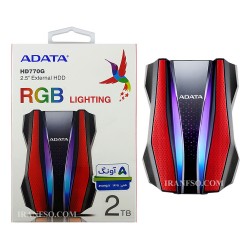 هارد HDD لپ تاپ 2 ترابایت Adata HD770G RGB Lighting External قرمز-گارانتی آونگ