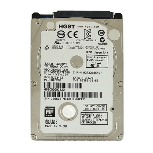 هارد HDD لپ تاپ 320 گیگابایت HGST Sata 5400RPM-Riffer شش ماه گارانتی