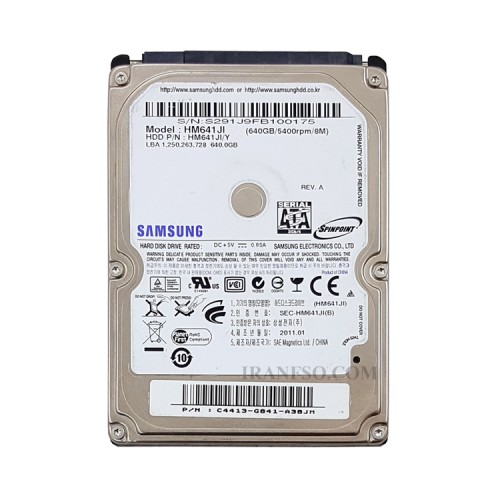 هارد HDD لپ تاپ 640 گیگابایت سامسونگ Sata 5400RPM-Refurbish شش ماه گارانتی-دست دوم
