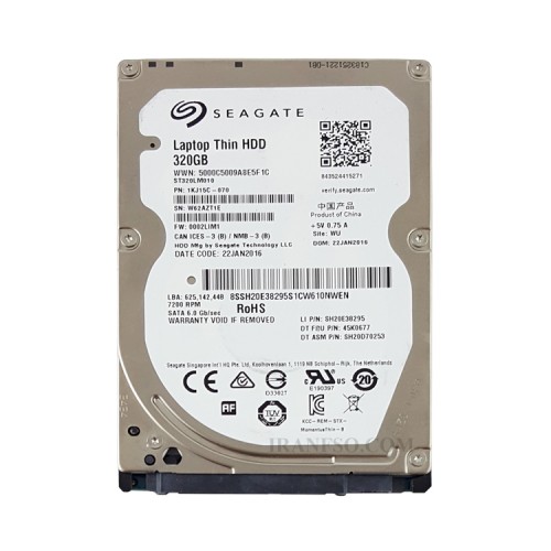 هارد HDD لپ تاپ 320 گیگابایت سی گیت Sata Slim 5400RPM Refurbish سه ماه گارانتی
