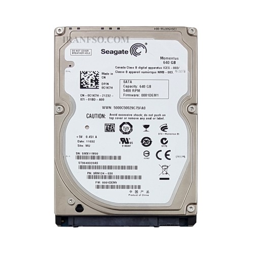 هارد HDD لپ تاپ 640 گیگابایت Seagate Sata 5400PRM-Refurbish شش ماه گارانتی