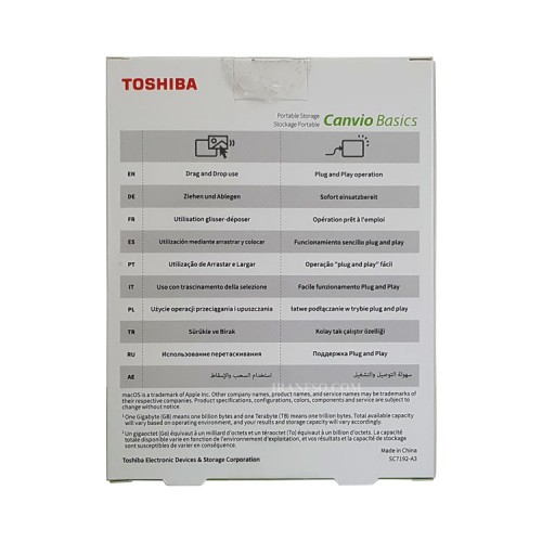 هارد HDD لپ تاپ 1 ترابایت توشیبا Canvio Basics External یکسال گارانتی افق