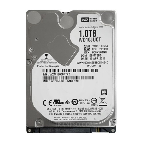 هارد HDD لپ تاپ 1 ترابایت وسترن Sata 5400RPM-Riffer