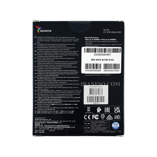 هارد SSD لپ تاپ 512 گیگابایت Adata Sata 2.5Inch SU750 گارانتی آونگ