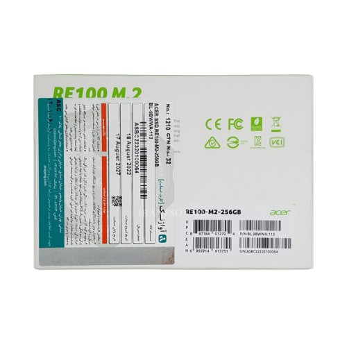 هارد SSD لپ تاپ 256 گیگابایت ایسر M.2 NGFF 2280_RE100 گارانتی آواژنگ