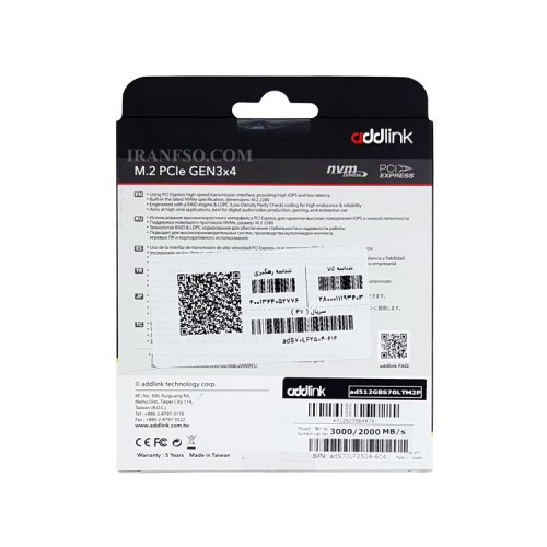 هارد SSD لپ تاپ 512 گیگابایت Addlink M.2 NVME 2280 S70 گارانتی آواژنگ