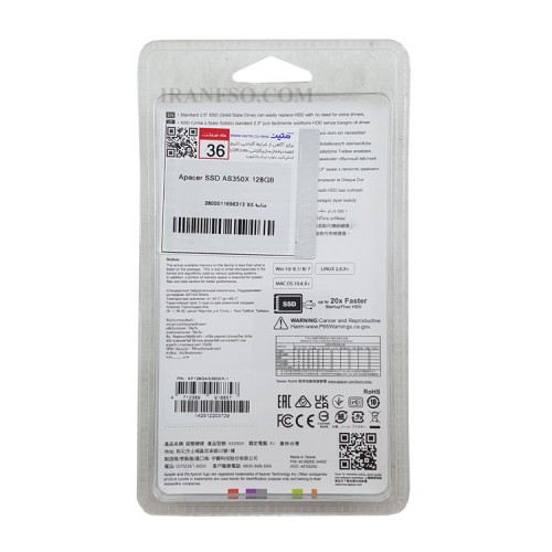 هارد SSD لپ تاپ 128 گیگابایت Apacer Sata 2.5Inch_AS350X گارانتی متین